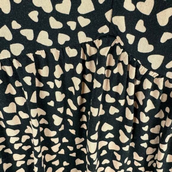 Lascana Black Tan Heart Print V-Neck Short Sleeve Viscose Mini Dress Size 12 - Picture 6 of 9